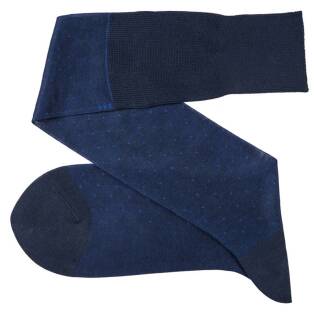 VICCEL / CELCHUK Knee Socks Pin Dots Navy Blue / Royal Blue - Dwukolorowe podkolanówki