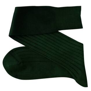 VICCEL / CELCHUK Knee Socks Solid Clemetsen Green Cotton - Luksusowe podkolanówki męskie