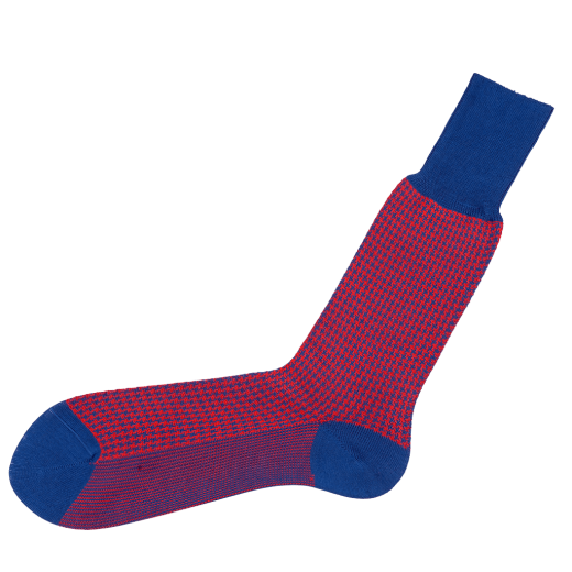 niebiesko czerwone w kratkę skarpety męskie viccel houndstooth socks blue red
