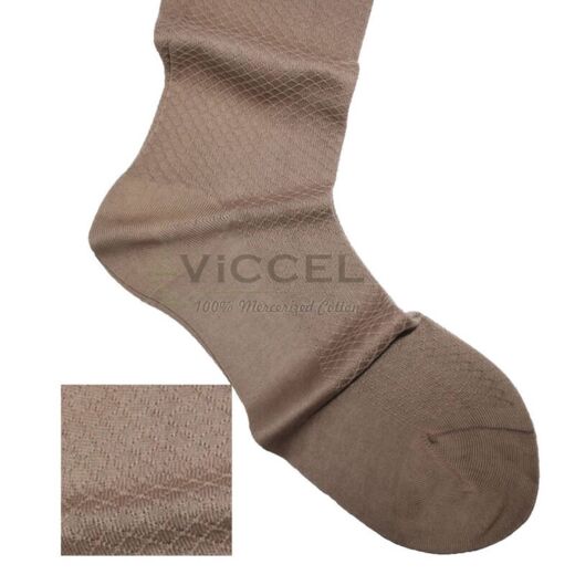 VICCEL / CELCHUK Socks Fish Skin Textured Tan - Luksusowe skarpety męskie