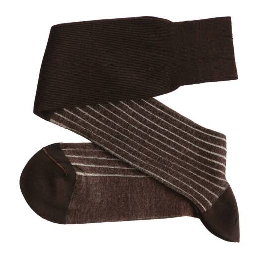 VICCEL / CELCHUK Knee Socks Shadow Stripe Dark Brown / Ecru 