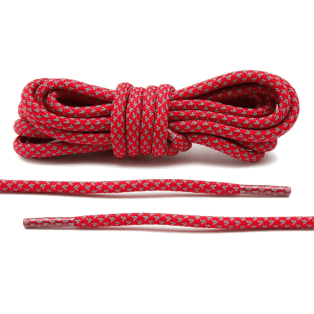 LACE LAB 3M Reflective Inverse Laces 5mm Red - Okrągłe czerwone sznurówki do butów