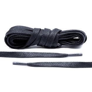 LACE LAB Waxed Shoe Laces 7mm Black - Woskowane płaskie sznurowadła czarne