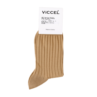 VICCEL / CELCHUK Socks Elastane Cotton Tan - Klasyczne luksusowe skarpetki
