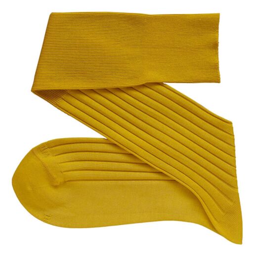 VICCEL / CELCHUK Knee Socks Solid Canary Yellow Cotton - Luksusowe podkolanówki męskie