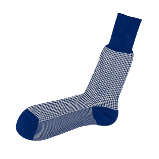 VICCEL / CELCHUK Socks Houndstooth Blue / White - Luksusowe skarpetki dwukolorowe