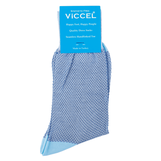 niebieskie bawełniane skarpety męskie w niebieskie kropki viccel socks mesh dots sky blue royal blue