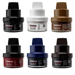 TARRAGO Self Shine Kit Autobrillante 50ml - Samopołyskowy krem do butów ze skór licowych z aplikatorem w zestawie