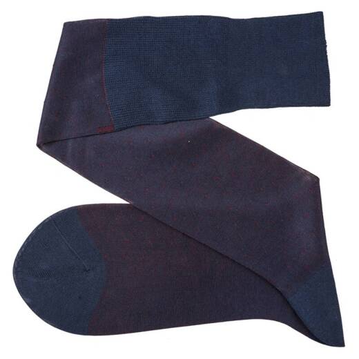 VICCEL Knee Socks Pin Dots Navy Blue / Burgundy 