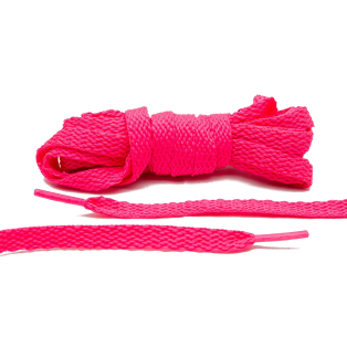 LACE LAB Flat Shoe Laces 8mm Neon Pink - Różowe płaskie sznurówki do butów