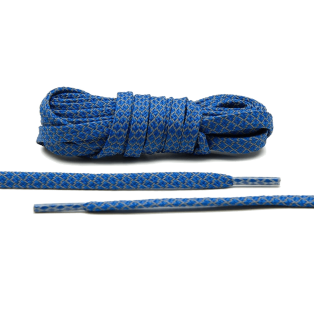 LACE LAB Reflective FLAT 1.0 Laces 7mm Blue - Płaskie niebieskie sznurówki do butów