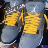 Żółte sznurowadła płaskie Lace Lab. Sznurówki do customizacji sneakersów Jordan, Nike, Air Jordan 1, Retro High, Obsidain