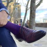 fioletowe męskie bawełniane podkolanówki viccel knee socks pin dots purple red