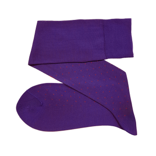 VICCEL / CELCHUK Knee Socks Pin Dots Purple / Red - Luksusowe podkolanówki dwukolorowe