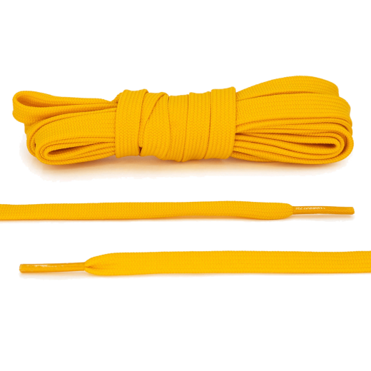 Złote sznurowadła płaskie do butów. Sznurówki do customizacji sneakersów - nike, off-white