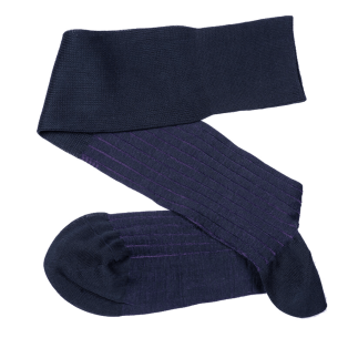 VICCEL Knee Socks Shadow Stripe Dark Navy Blue / Purple