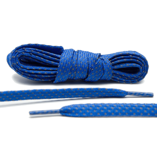 LACE LAB Reflective FLAT 2.0 Laces 9mm Blue - Płaskie niebieskie sznurówki do butów