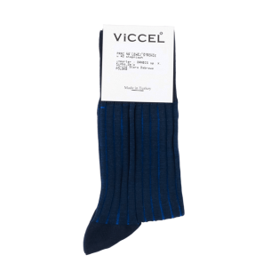 VICCEL / CELCHUK Socks Shadow Stripe Dark Navy Blue / Royal Blue - Luksusowe skarpety klasyczne
