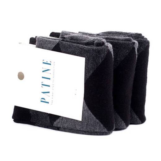 PATINE Socks PARO03-2999 - Czarne skarpety w szare romby