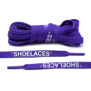LACE LAB OFF-WHITE Laces 8mm Neon Purple - Purpurowe sznurówki z napisami