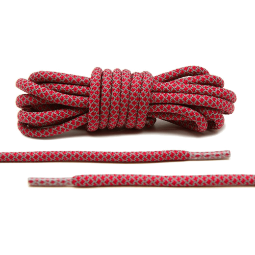 Odblaskowe okrągłe sznurowadła czerwone,  stworzone  do popularnych modeli Yeezy boots
czy innych modeli Adidasa.