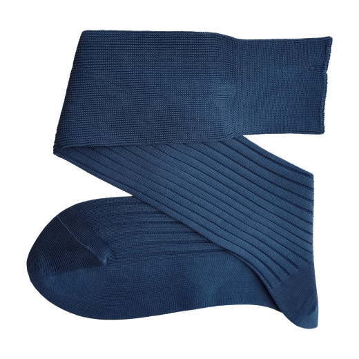 jasno niebieskie bawełniane ręcznie wykonane podkolanówki męskie viccel knee socks solid light navy blue cotton