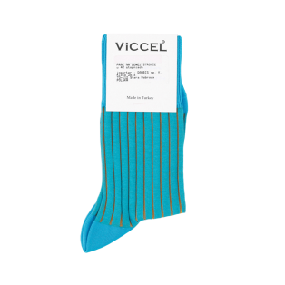 VICCEL / CELCHUK Socks Shadow Stripe Turquois / Mustard - Luksusowe skarpety klasyczne