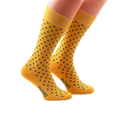 żółte w niebieskie kropki skarpety męskie bawełniane idealne do butów eleganckich 
