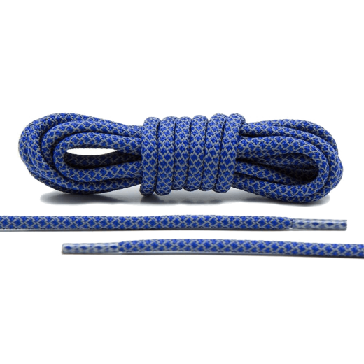 Odblaskowe okrągłe sznurowadła niebieskie,  stworzone  do popularnych modeli Yeezy boots
czy innych modeli Adidasa.