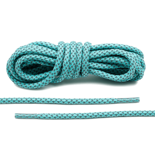 Błękitne okrągłe odblaskowe sznurowadła, sznurówki, sznury do sneakersów, kicksów, Adidas NMD R1, Ultra Boost, Yeezy 350. Customizacja butów Lace Lab.