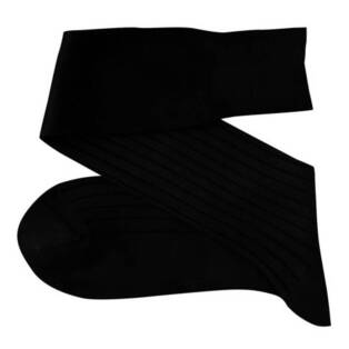 VICCEL / CELCHUK Knee Socks Solid Black Cotton - Luksusowe podkolanówki męskie