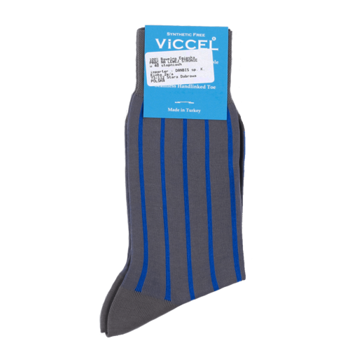 eleganckie szare w niebieskie paski skarpety męskie viccel socks shadow stripe gray royal blue