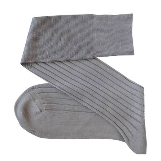 VICCEL / CELCHUK Knee Socks Solid Light Gray Cotton - Luksusowe podkolanówki męskie
