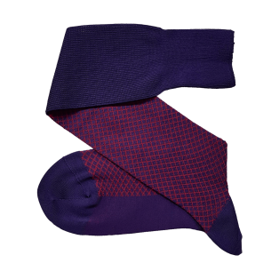 VICCEL / CELCHUK Knee Socks Fish Net Purple / Red - Luksusowe podkolanówki dwukolorowe