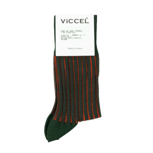 VICCEL / CELCHUK Socks Shadow Stripe Forest Green / Orange - Luksusowe skarpety klasyczne