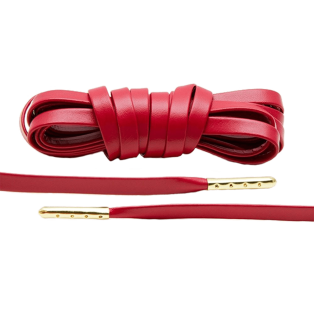 LACE LAB Luxury Leather Laces 6mm Red - Gold Plated