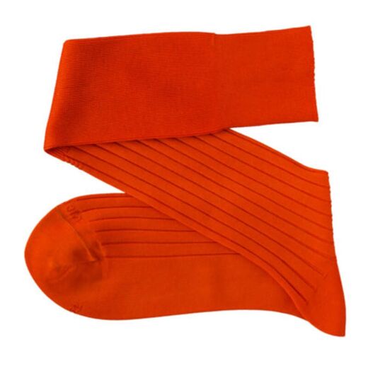 VICCEL / CELCHUK Knee Socks Solid Orange Cotton - Luksusowe podkolanówki męskie