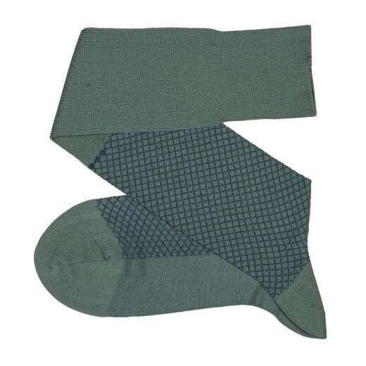 VICCEL / CELCHUK Knee Socks Fish Net Green / Petrolium Blue - Dwukolorowe podkolanówki męskie
