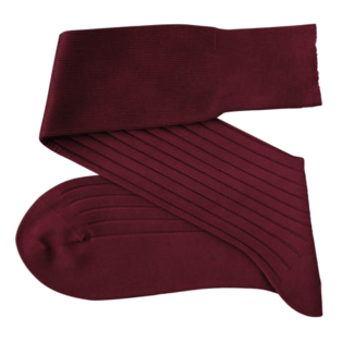 VICCEL / CELCHUK Knee Socks Elastane Cotton Claret Red - Bordowe klasyczne podkolanówki męskie