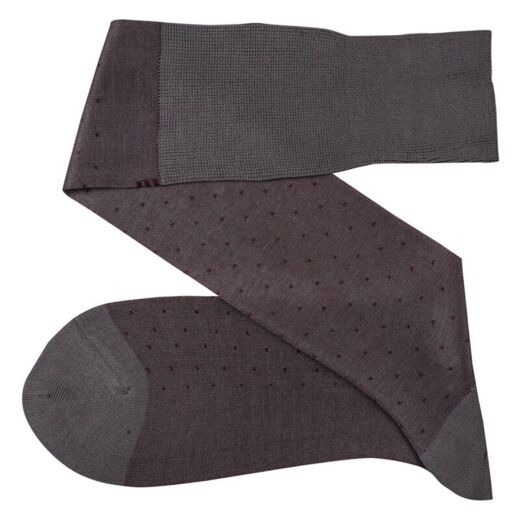 VICCEL / CELCHUK Knee Socks Pin Dots Gray / Burgundy - Dwukolorowe podkolanówki