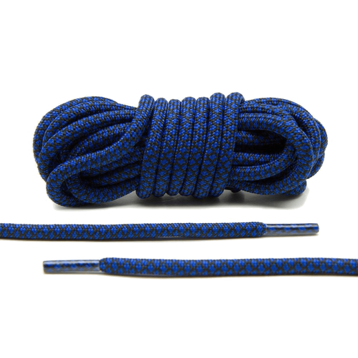 Niebiesko czarne okrągłe sznurowadła stworzone  do popularnych modeli Adidas Yeezy 350 Boost czy Adidas NMD