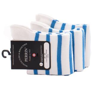 PERRIN Men Socks 305 Blanc / Bleu - Skarpety