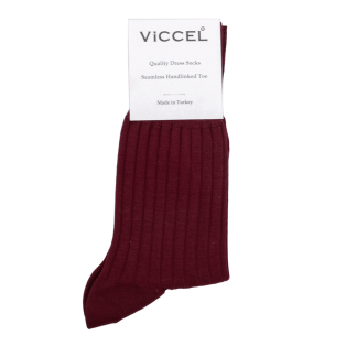 VICCEL / CELCHUK Socks Elastane Cotton Claret Red - Bordowe klasyczne skarpety męskie