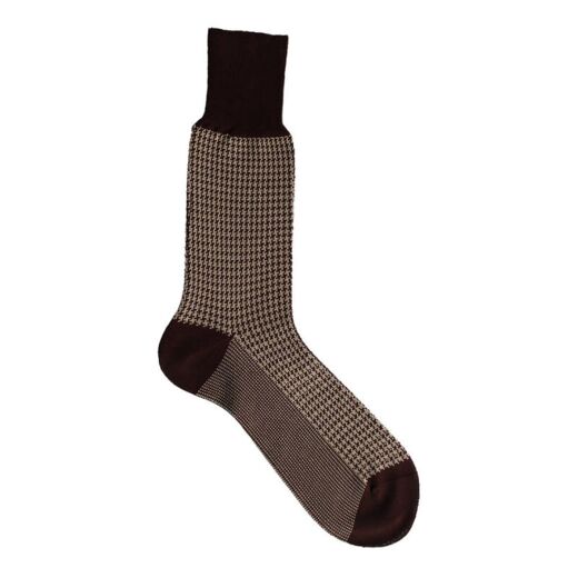 VICCEL / CELCHUK Socks Houndstooth Brown / Beige - Dwukolorowe skarpety luksusowe
