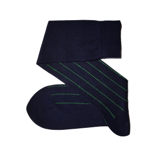 VICCEL / CELCHUK Knee Socks Pindot Stripe Navy Blue / Pistacio Green - Dwukolorowe podkolanówki męskie
