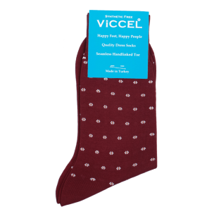 VICCEL / CELCHUK Socks Flower Dots Burgundy - Eleganckie skarpety męskie