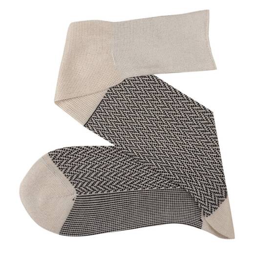VICCEL / CELCHUK Knee Socks Herringbone Raw / Black - Podkolanówki luksusowe