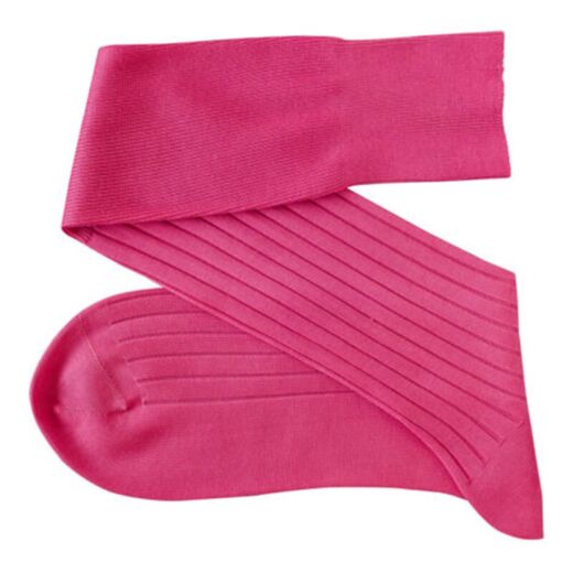 VICCEL / CELCHUK Knee Socks Solid Pink Cotton - Luksusowe podkolanówki męskie