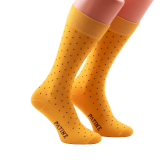 żółte w fioletowe kropki skarpety męskie bawełniane idealne do butów eleganckich 
