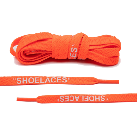 Neonowe pomarańczowo białe sznurowadła Lace Lab. Sznurówki do customizacji sneakersów - nike, off-white